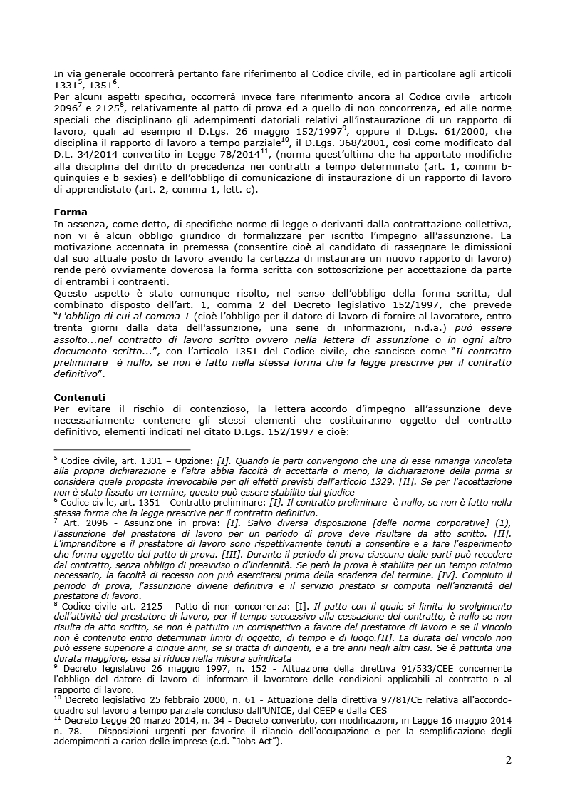 Fac simile lettera assunzione tempo determinato con diritto di precedenza